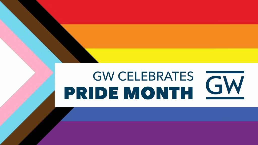 Pride flag with GW logo