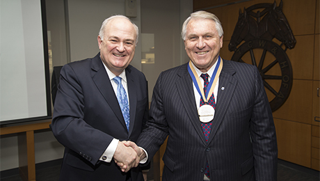 President Knapp with James Hoffa