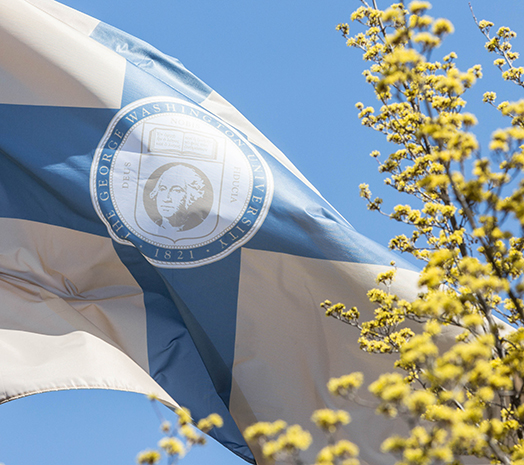 GW Flag flown in University Yard