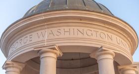 The dome and columns of GW's Tempietto, a well-known campus landmark